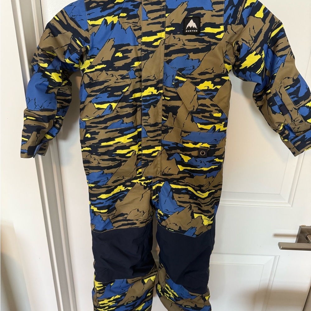 Burton Kids Camo One Piece Snowsuit - Blue, Yellow, Tan
